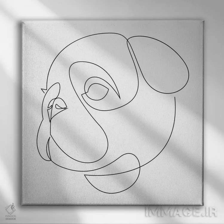 تابلو پاگ تکخطی (نژاد سگ) اثر ادیلوم - نمای روبهرو روی دیوار