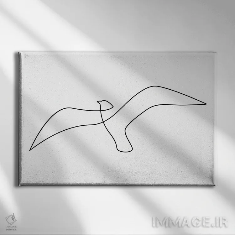 تابلو مرغ دریایی تکخطی اثر ادیلوم - نمای روبهرو روی دیوار