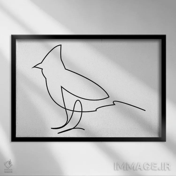 تابلو پرنده تکخطی اثر ادیلوم - نمای قابدار مشکی