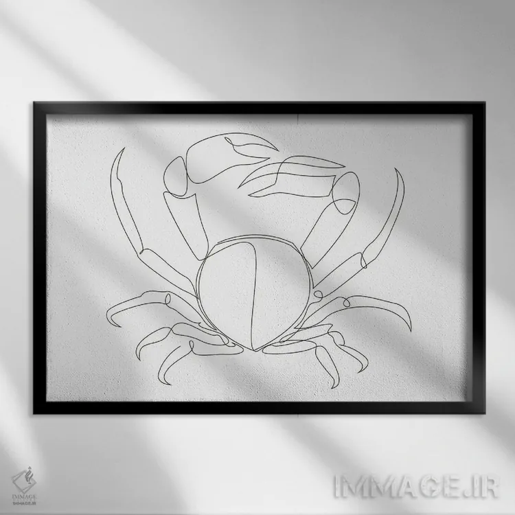 تابلو خرچنگ تکخطی اثر ادیلوم - نمای قابدار مشکی