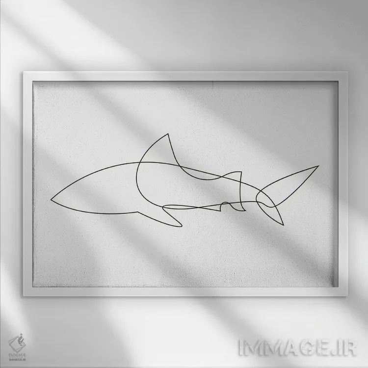 تابلو کوسه تکخطی اثر ادیلوم - نمای قابدار سفید