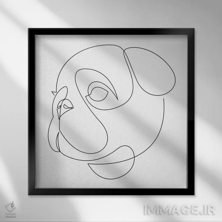 تابلو پاگ تکخطی (نژاد سگ) اثر ادیلوم - نمای قابدار مشکی