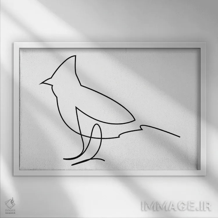 تابلو پرنده تکخطی اثر ادیلوم - نمای قابدار سفید