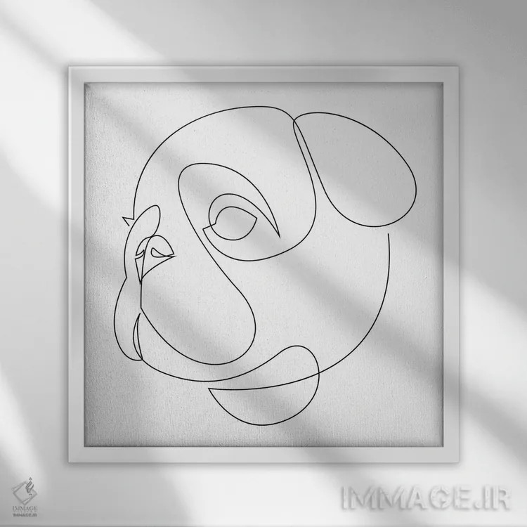 تابلو پاگ تکخطی (نژاد سگ) اثر ادیلوم - نمای قابدار سفید