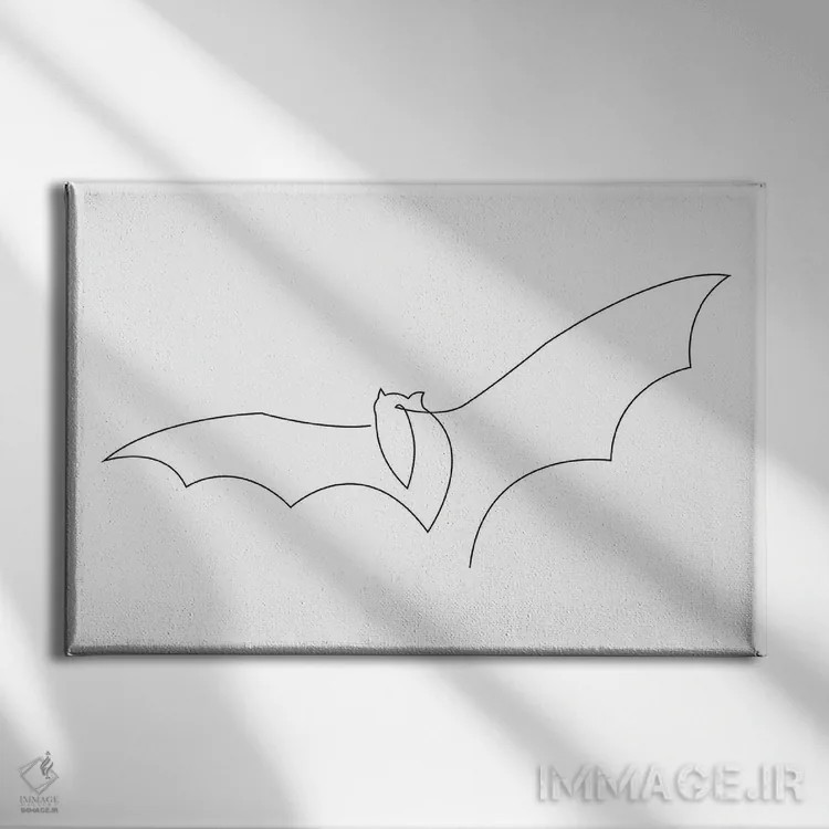 تابلو خفاش تکخطی اثر ادیلوم - نمای روبهرو روی دیوار