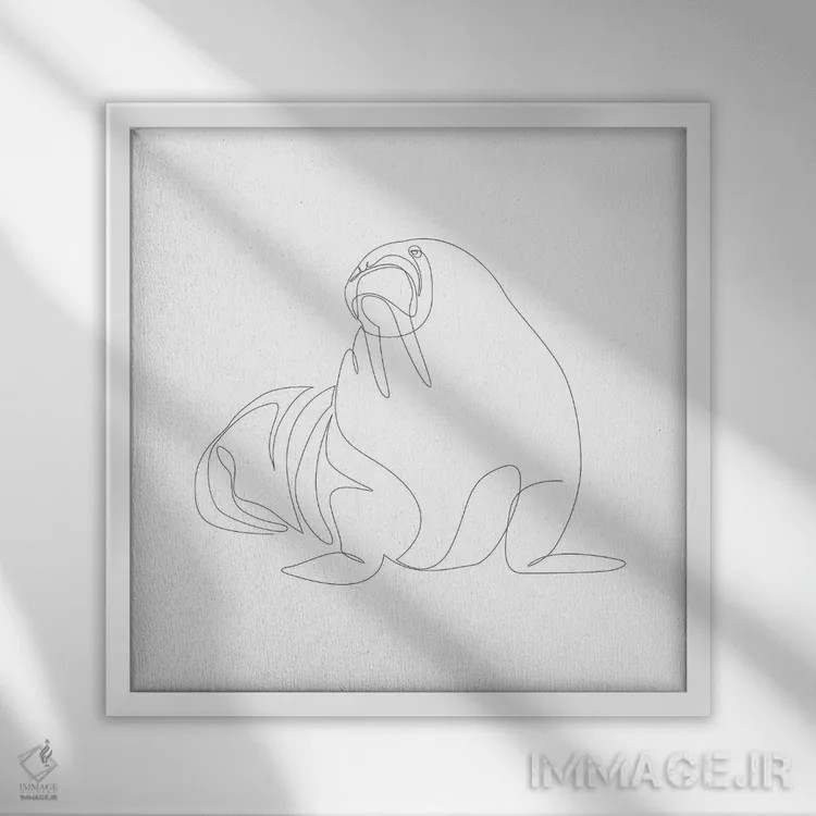 تابلو والروس تکخطی اثر ادیلوم - نمای قابدار سفید