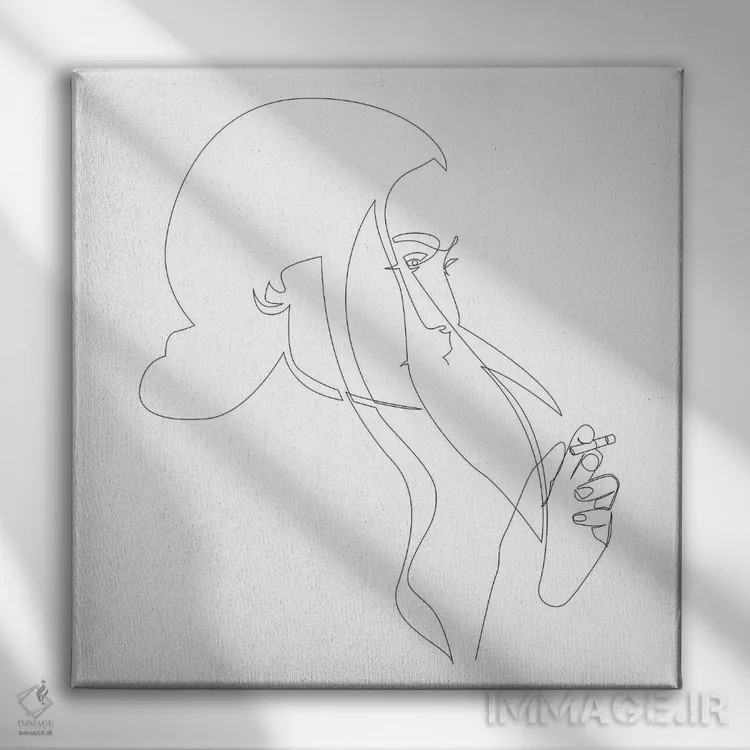 تابلو دود تکخطی اثر ادیلوم - نمای روبهرو روی دیوار