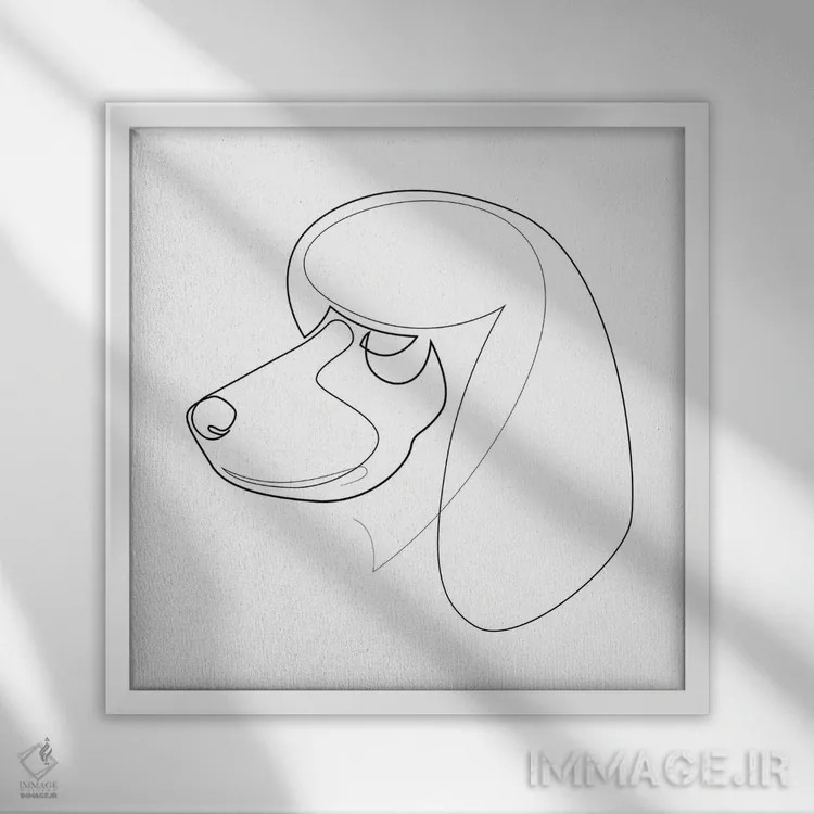 تابلو پودل (نژاد سگ) اثر ادیلوم - نمای قابدار سفید