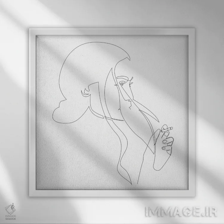 تابلو دود تکخطی اثر ادیلوم - نمای قابدار سفید