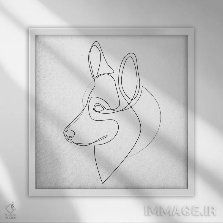 تابلو ولش کورگی پمبروک (نژاد سگ) اثر ادیلوم - نمای قابدار سفید