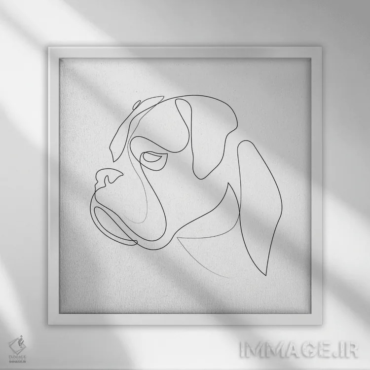 تابلو باکسر (نژاد سگ) اثر ادیلوم - نمای قابدار سفید