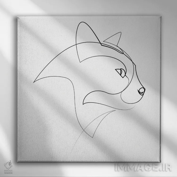 تابلو گربه تکخطی ۴ اثر ادیلوم - نمای روبهرو روی دیوار