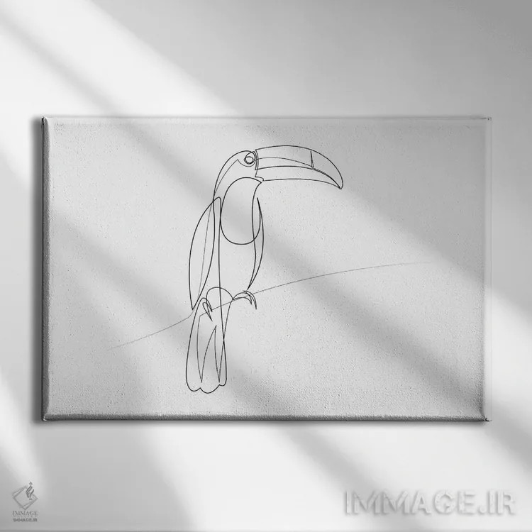 تابلو توکان تکخطی اثر ادیلوم - نمای روبهرو روی دیوار