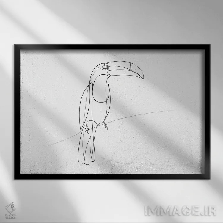 تابلو توکان تکخطی اثر ادیلوم - نمای قابدار مشکی