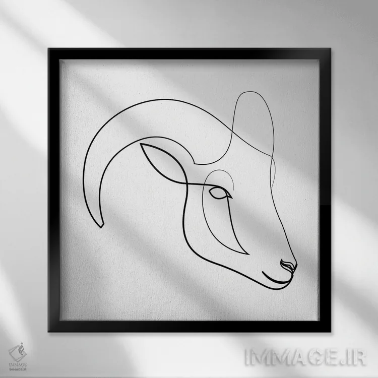 تابلو قوچ تکخطی اثر ادیلوم - نمای قابدار مشکی