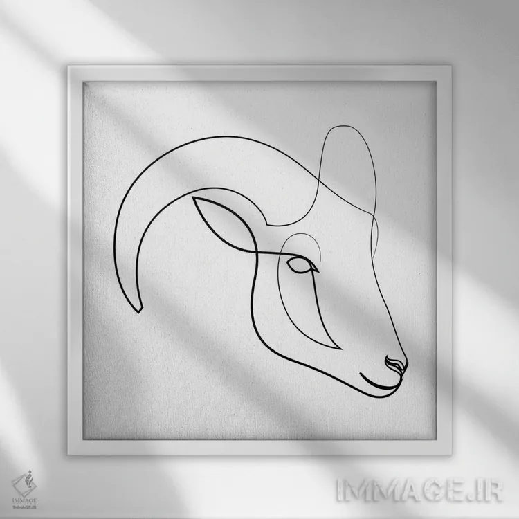 تابلو قوچ تکخطی اثر ادیلوم - نمای قابدار سفید