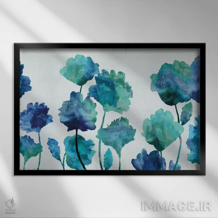 تابلو شکوفهٔ آبی اثر ونسا آستین - نمای قابدار مشکی