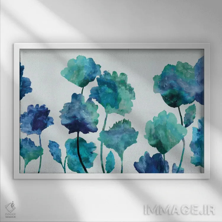 تابلو شکوفهٔ آبی اثر ونسا آستین - نمای قابدار سفید