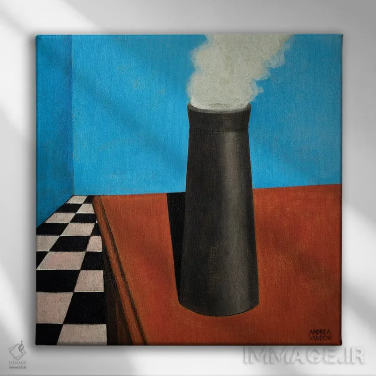 تابلو دودکش روی میز است اثر آندریا واندونی - نمای روبهرو روی دیوار