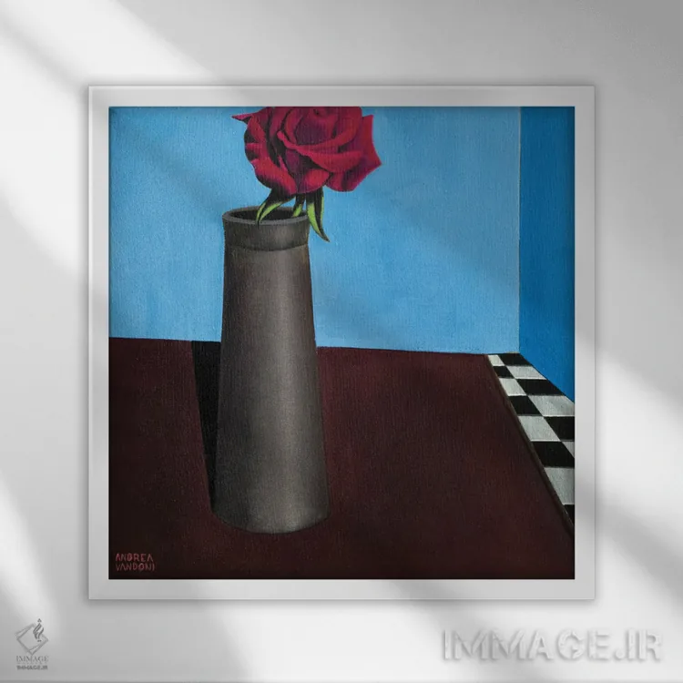 تابلو بیایید در دودکشهایمان گل بگذاریم اثر آندریا واندونی - نمای قابدار سفید