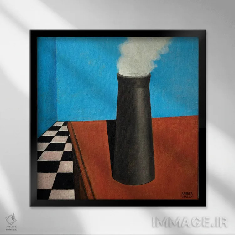 تابلو دودکش روی میز است اثر آندریا واندونی - نمای قابدار مشکی