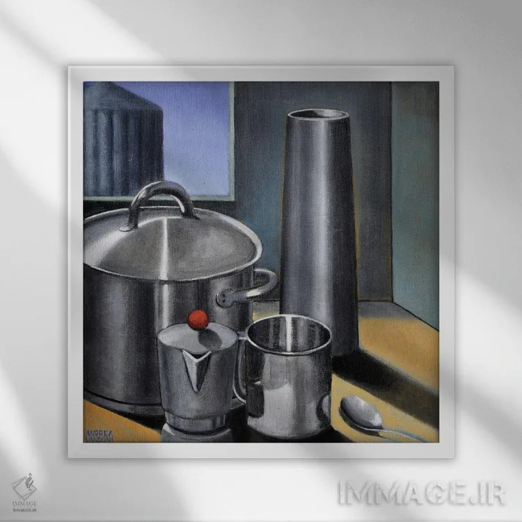 تابلو فولاد اثر آندریا واندونی - نمای قابدار سفید