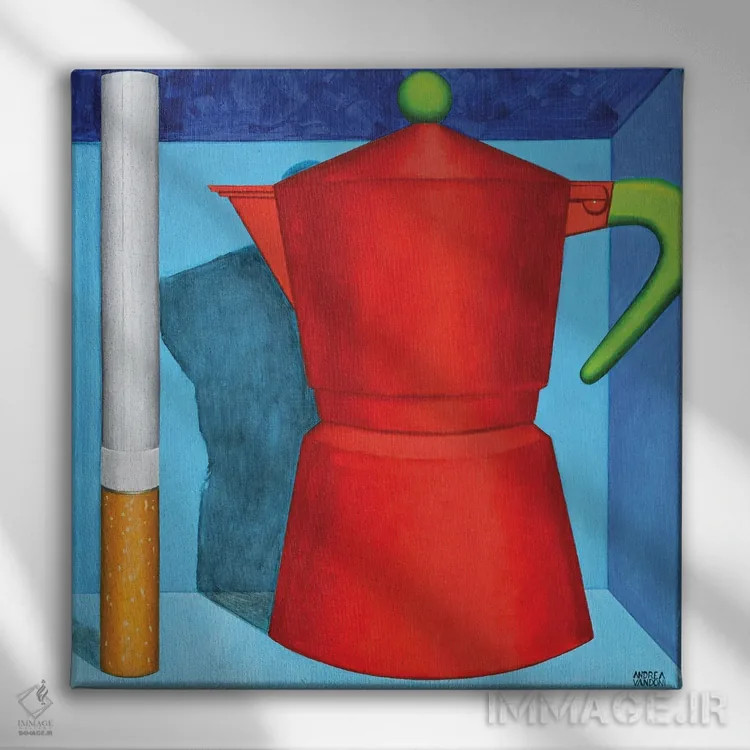 تابلو قهوه و سیگار IV اثر آندریا واندونی - نمای روبهرو روی دیوار