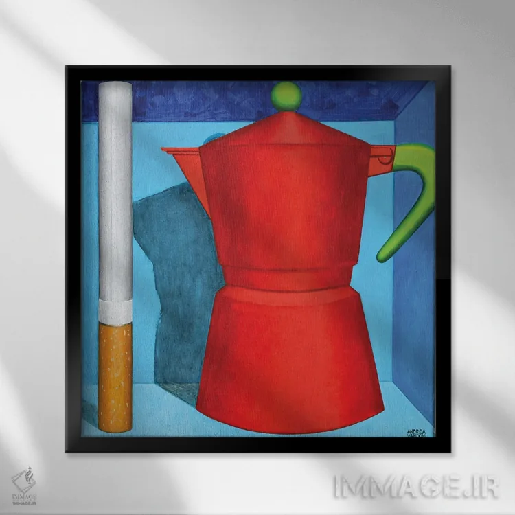 تابلو قهوه و سیگار IV اثر آندریا واندونی - نمای قابدار مشکی