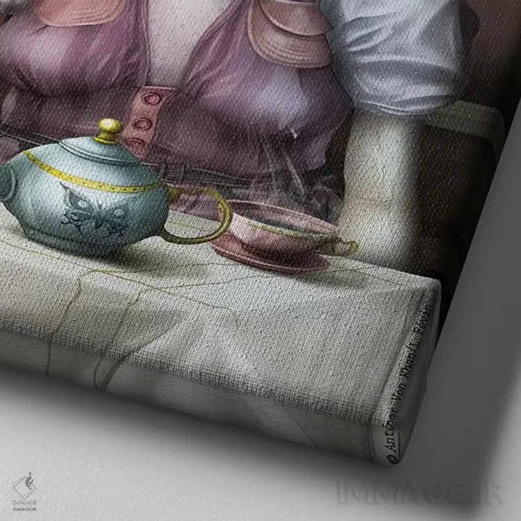 تابلو قهوهٔ کوچک اثر آنتنور ون خان - نمای نزدیک بافت بوم