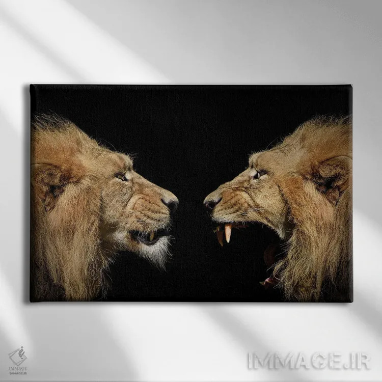 تابلو پرتره شیرها اثر آدریان ویریو - نمای روبهرو روی دیوار