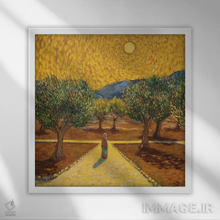 تابلو باغ جتسیمانی (تم معنویتی/تاریخی) اثر الکساندر واشاکمدزه - نمای قابدار سفید
