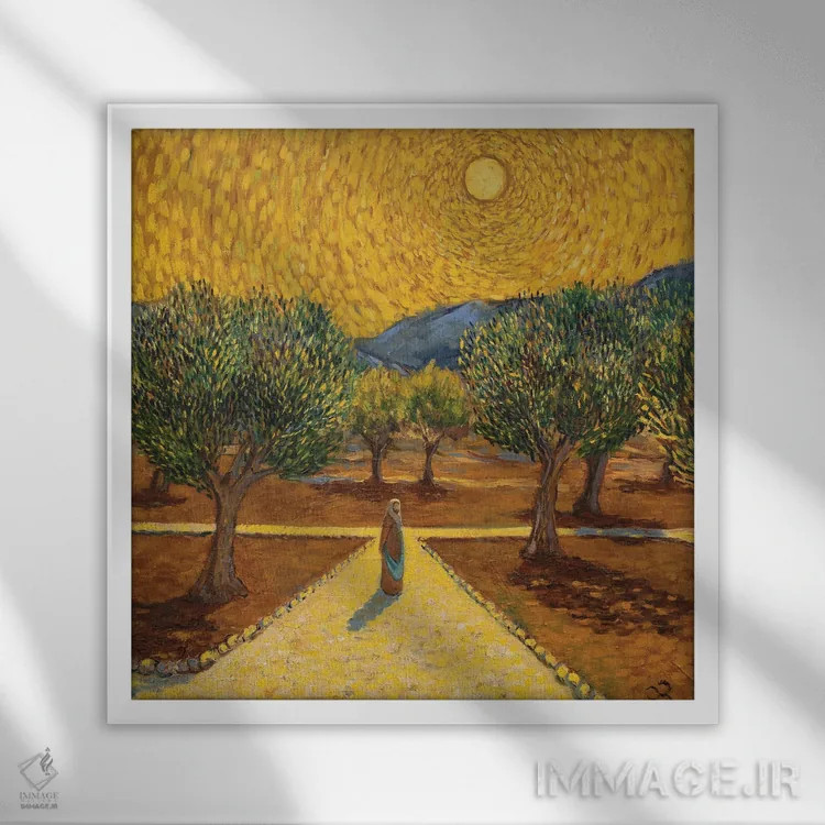 تابلو باغ جتسیمانی (تم معنویتی/تاریخی) اثر الکساندر واشاکمدزه - نمای قابدار سفید