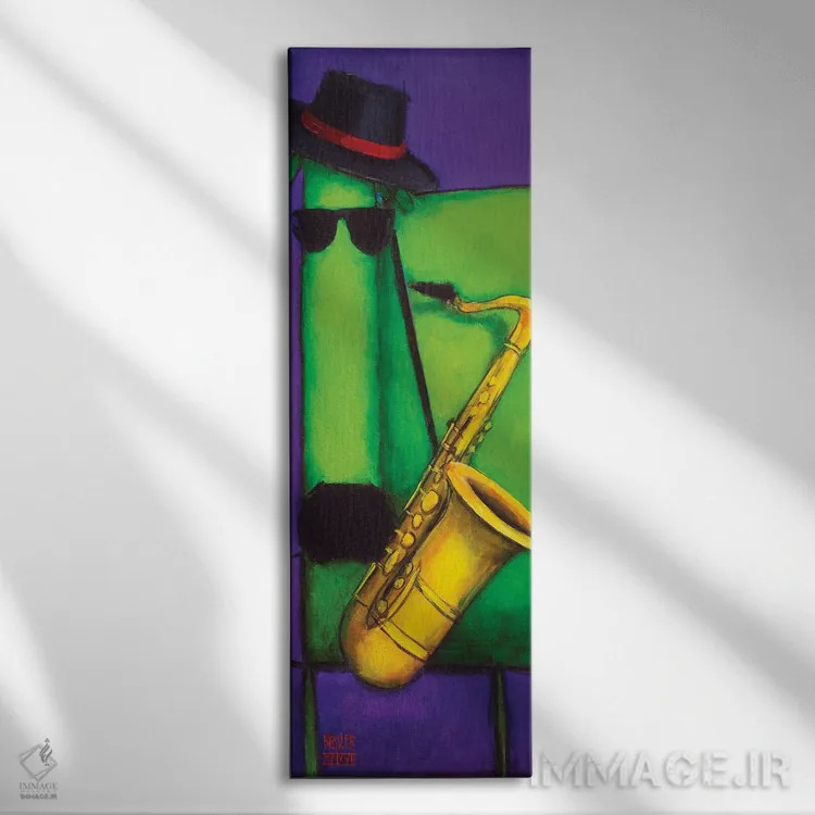 تابلو سگ ساکسیفونزن اثر دنیل پاتریک کسلر - نمای روبهرو روی دیوار