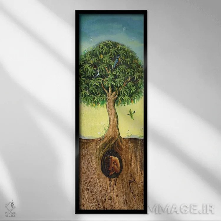 تابلو درخت زندگی اثر دیوید جواکین - نمای قابدار مشکی