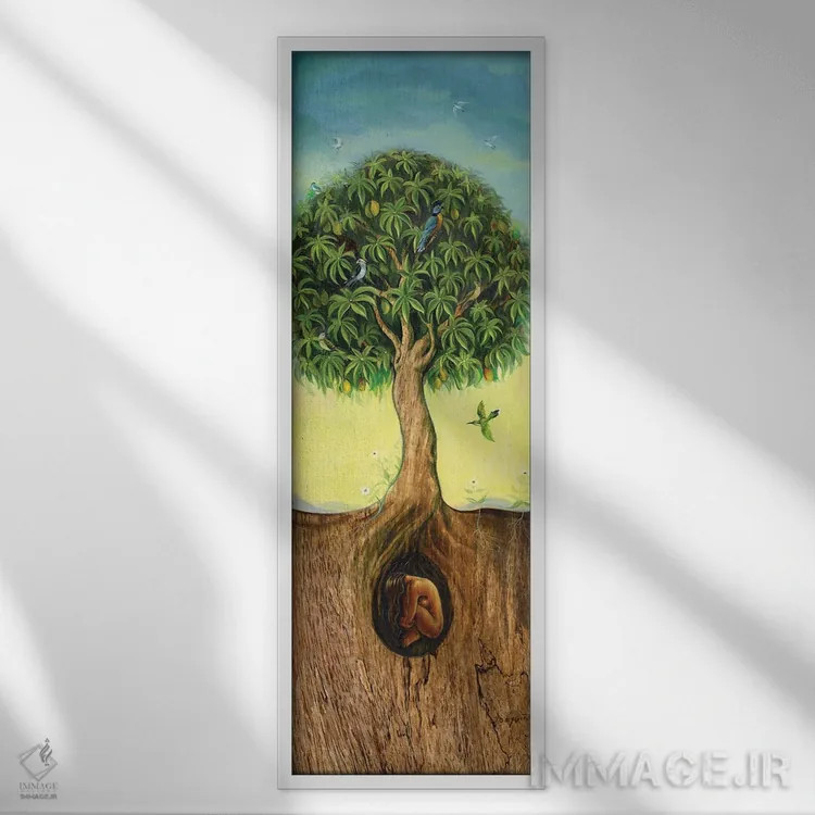 تابلو درخت زندگی اثر دیوید جواکین - نمای قابدار سفید