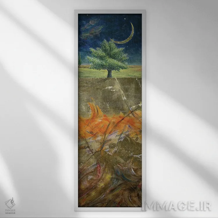 تابلو درخت با میوهٔ طلایی اثر دوناتو لاراتوندا - نمای قابدار سفید