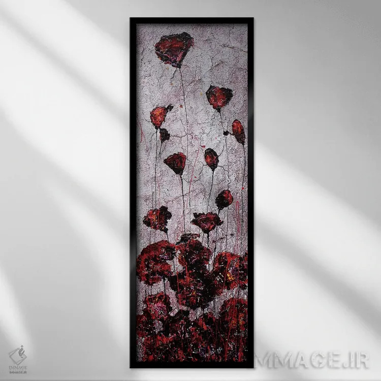 تابلو شن شقایقها اثر دوناتلا مارائونی - نمای قابدار مشکی