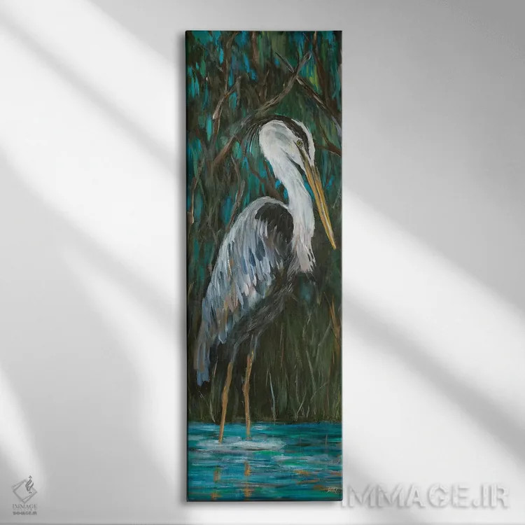 تابلو حواصیل باشکوه اثر جولی دریسه - نمای روبهرو روی دیوار