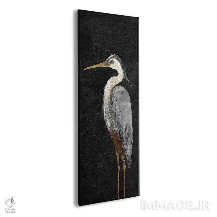 تابلو حواصیل روی پسزمینه مشکی I اثر جولی دریسه - نمای پرسپکتیو محصول