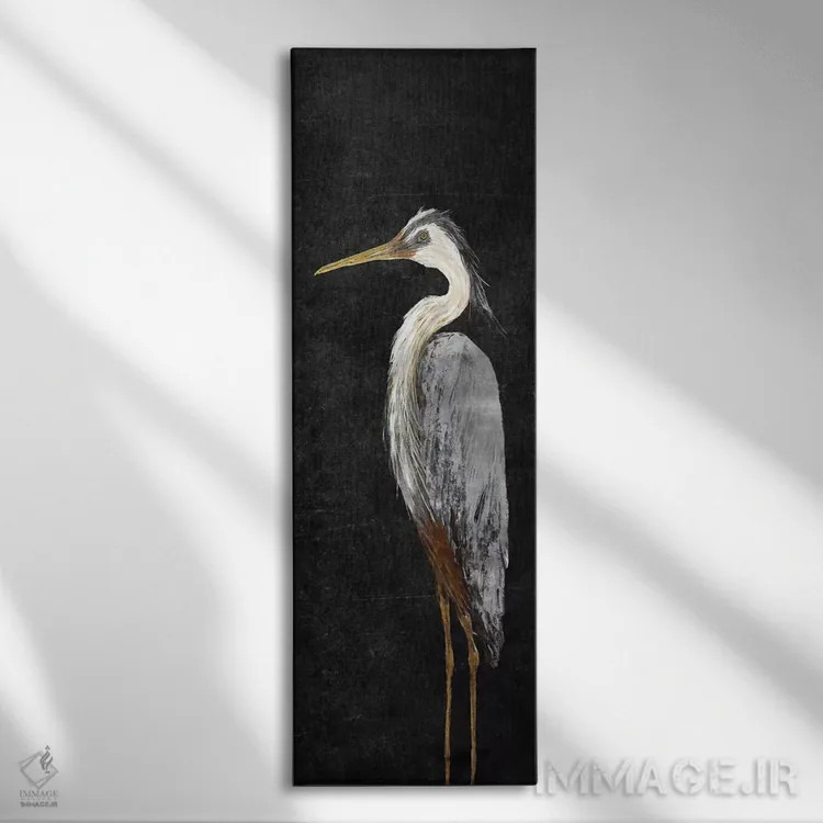 تابلو حواصیل روی پسزمینه مشکی I اثر جولی دریسه - نمای روبهرو روی دیوار