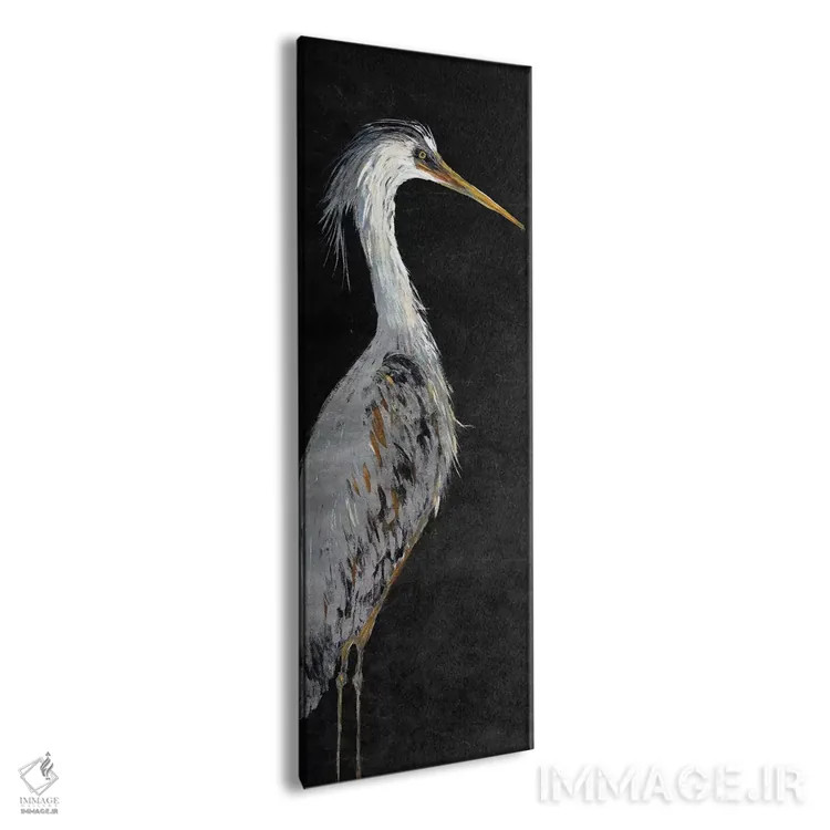 تابلو حواصیل روی پسزمینه مشکی II اثر جولی دریسه - نمای پرسپکتیو محصول