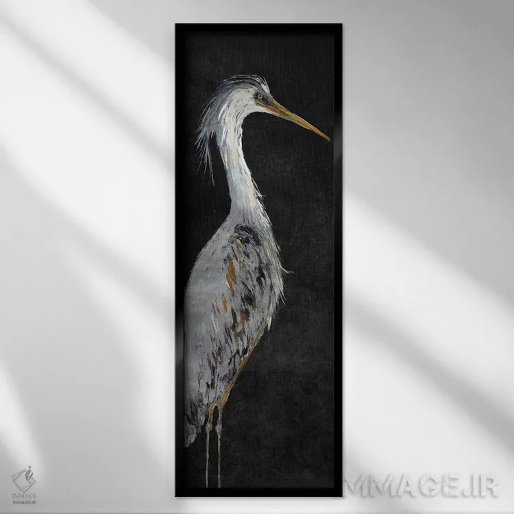 تابلو حواصیل روی پسزمینه مشکی II اثر جولی دریسه - نمای قابدار مشکی