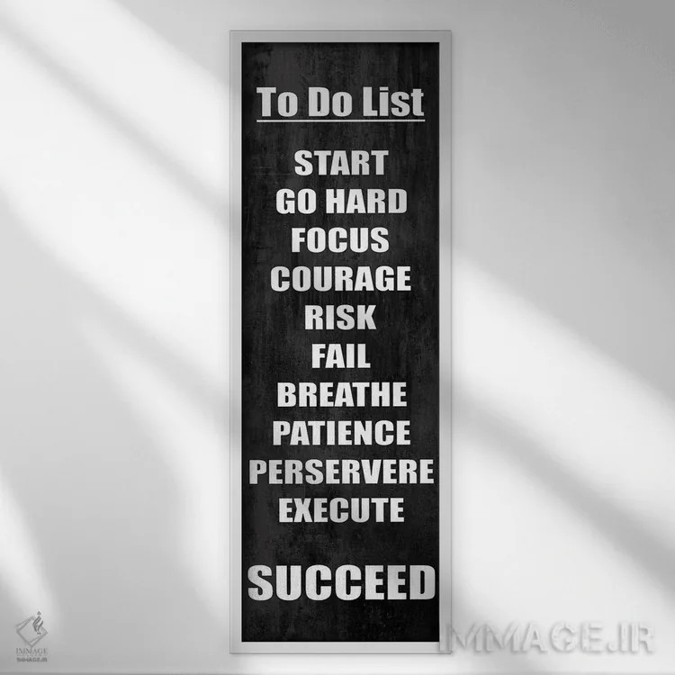 تابلو لیست کارها (روی مشکی) اثر جیمی مکداول - نمای قابدار سفید