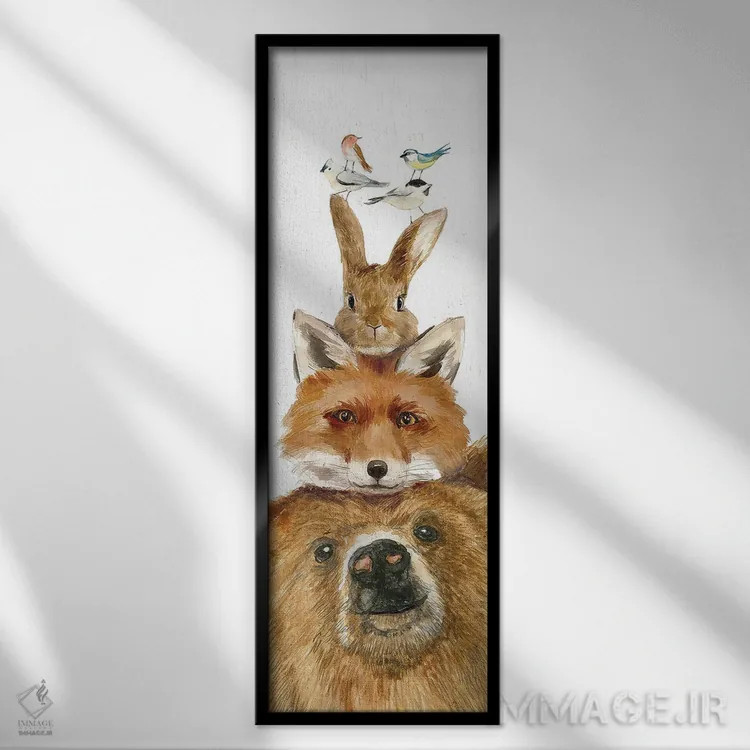 تابلو دوستان جنگلی اثر داگوود پورتفولیو (استودیو) - نمای قابدار مشکی