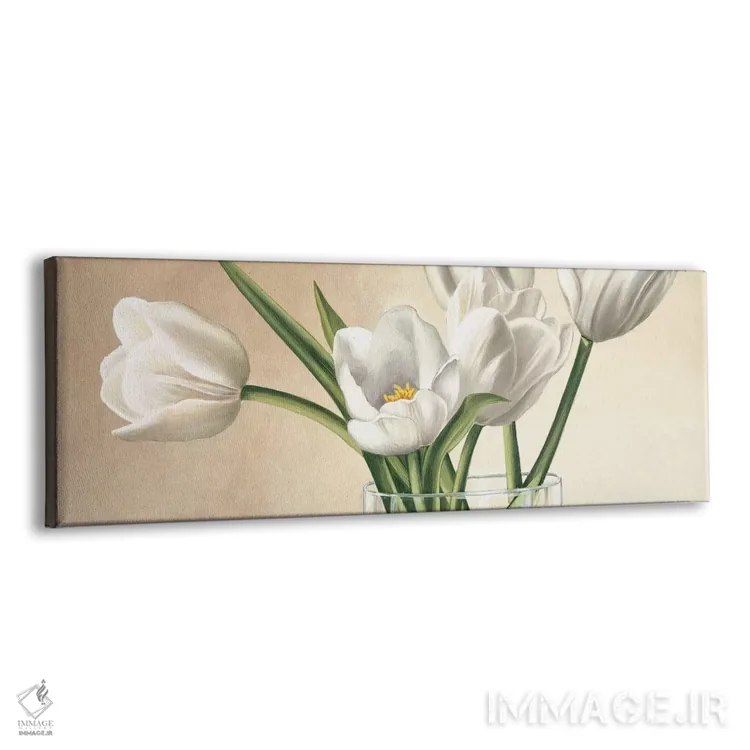 تابلو گلدان با لالههای سفید اثر اوا باربرینی - نمای پرسپکتیو محصول