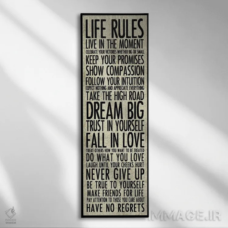 تابلو قوانین زندگی اثر ارین کلارک - نمای روبهرو روی دیوار