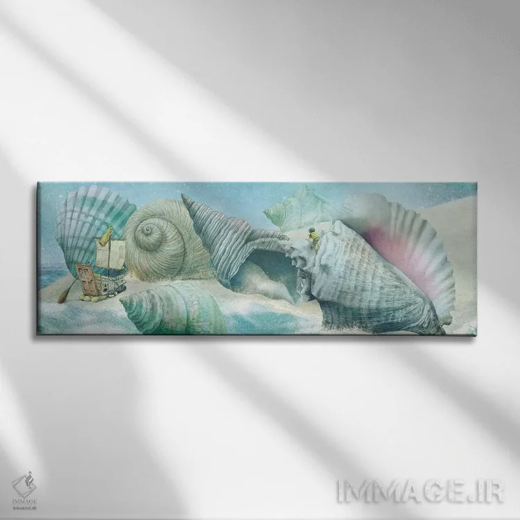 تابلو جزیرهٔ صدفهای غولپیکر اثر اریک فن - نمای روبهرو روی دیوار