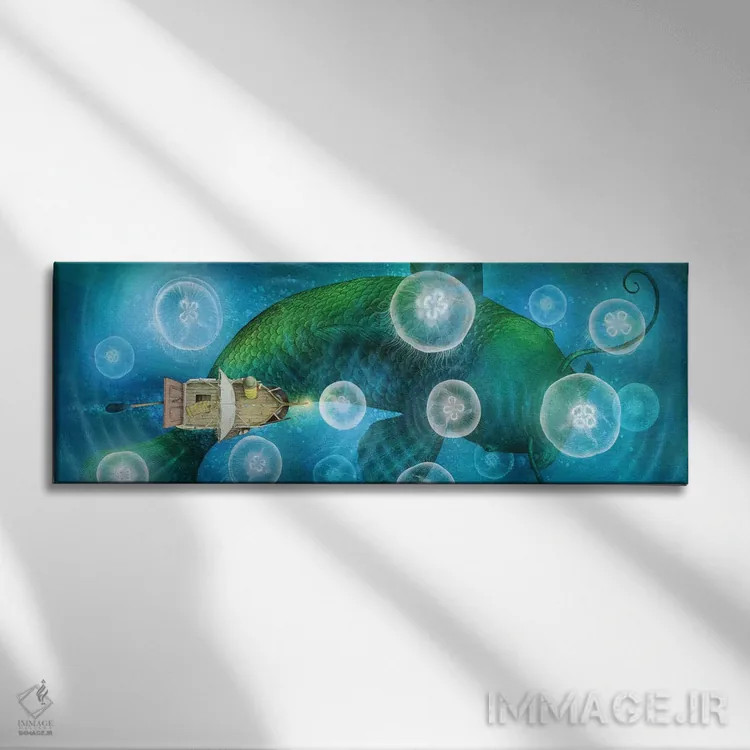 تابلو دریای عروسهای دریایی ماهزی اثر اریک فن - نمای روبهرو روی دیوار