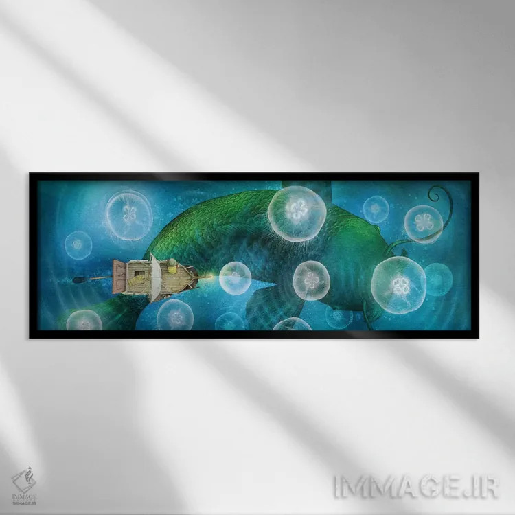 تابلو دریای عروسهای دریایی ماهزی اثر اریک فن - نمای قابدار مشکی