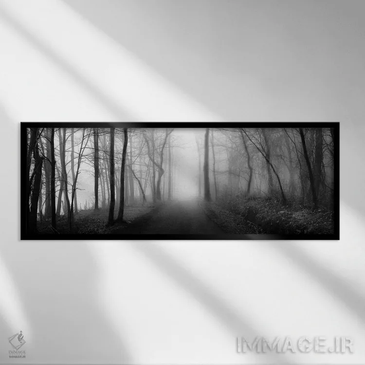 تابلو پیادهروی در جنگل اثر ارین کلارک - نمای قابدار مشکی